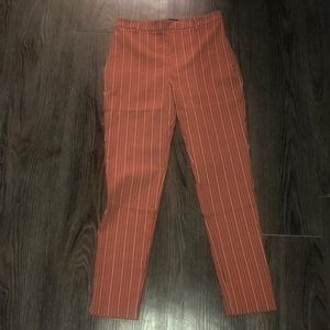 Rust and white striped work pants